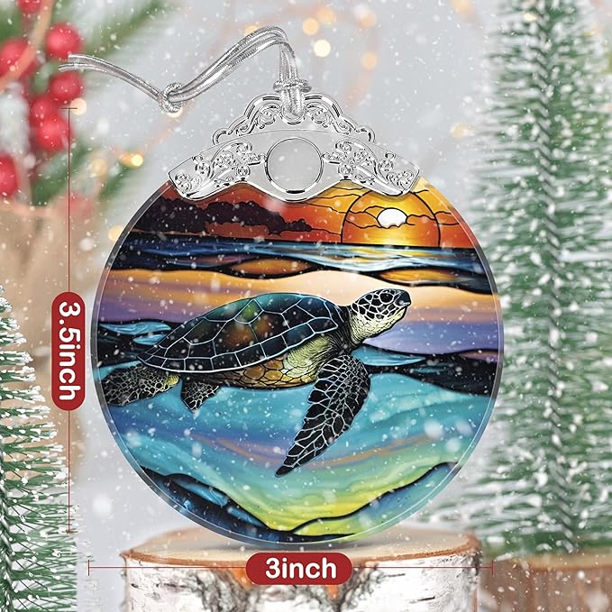 Sea Turtle Ornament, Christmas Ornaments, Christmas Decorations for Tree, Stained Glass Ornament, Heirloom Keepsake, Gift Exchange, Gift Ideas, Bauble Present
