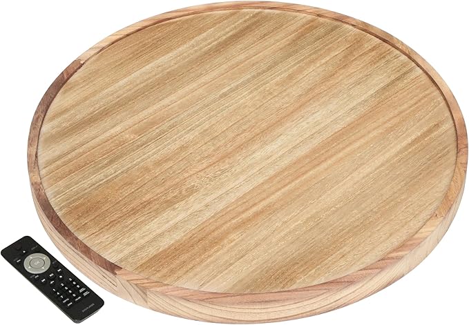Round Wood Ottoman Serving Tray 24" - Rustic Wooden Table Tray for Farmhouse Decorative Oversized Coffee Table Trays Living Room Kitchen Counter Breakfast Nature
