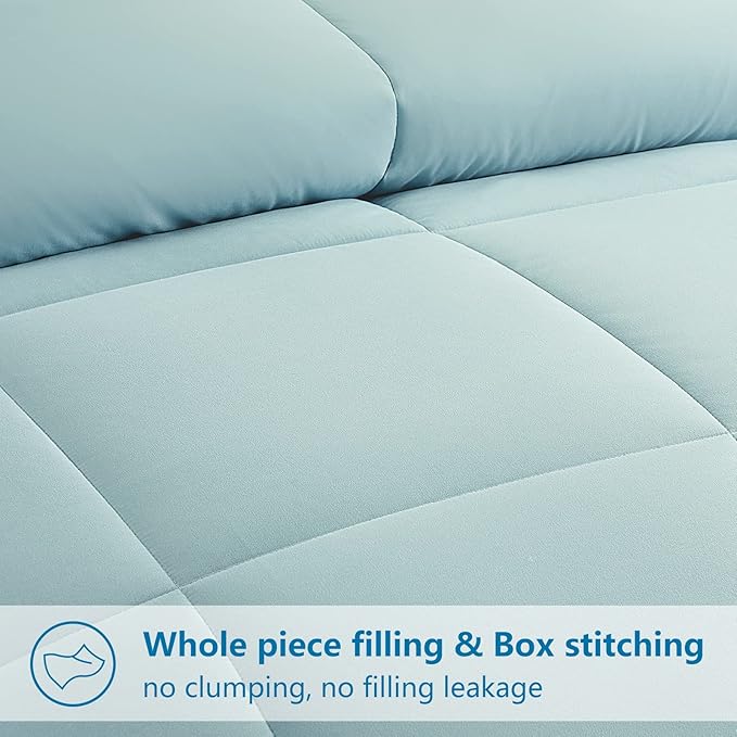 EASELAND California King Down Alternative Comforter - Quilted Duvet Insert for All Seasons, Soft Lightweight with Corner Tabs, Summer Winter Warm Bedding, Aqua 96x104 Inches