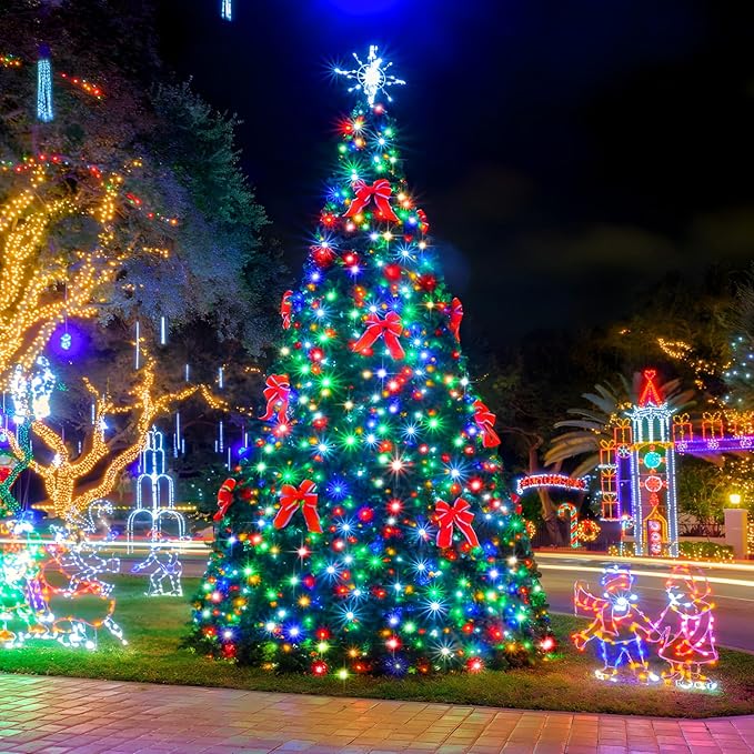 SAUIRS 197FT 500 LED Christmas Lights Outdoor String Lights with 8 Modes Timer Waterproof Fairy Light Plug in for Outside Indoor Party Xmas Palm Tree Yard Wedding Decorations(Multicolor)