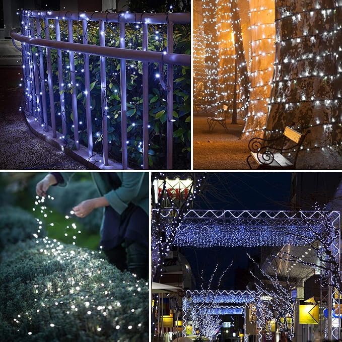 Christmas Tree String Lights Bright White - 320 LEDs 115ft/35m 8 Modes End-to-End Plug in Indoor/Outdoor Waterproof Decorative Fairy Twinkle Xmas Lights for Wedding/Room/Patio/New Year/Home - Cool