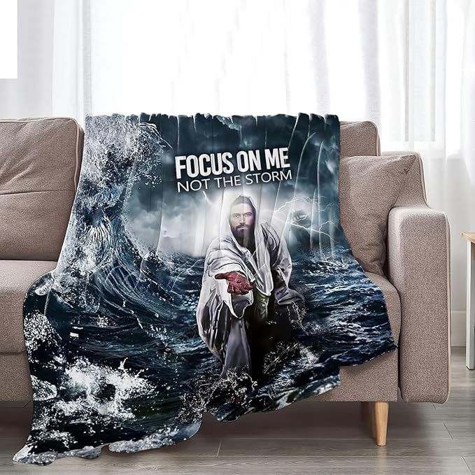 Tijuboni Christian Jesus Throw Blanket Religious Faith Gifts for Women Men Girls Boys Kids Adults Soft Flannel Fleece Blanket for Couch Sofa Bed Home Decor 60"x80"