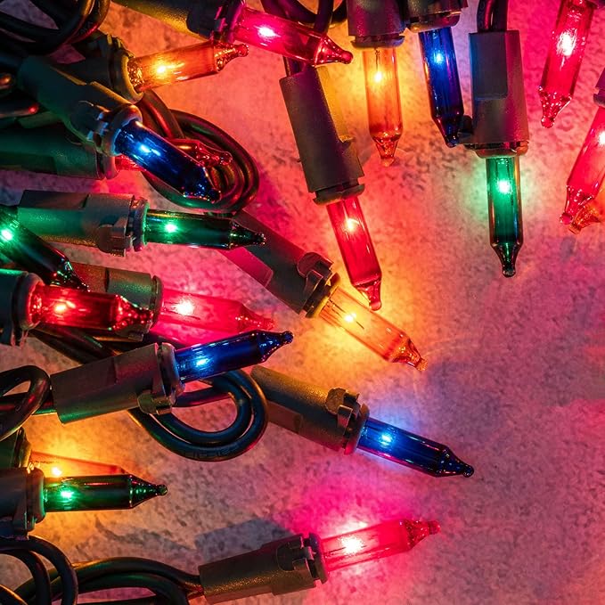200 Count Multicolor Christmas Lights, Pack of 2 Strands 100 Count 33 ft Green Wire UL Listed Holiday String Light (Multicolor)