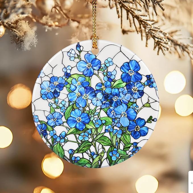 Christmas Ornaments, Dodosky 2.8in Ceramic Hanging Ornament, Xmas Decor, Christmas Tree Ornaments, Xmas Decorations for Tree, Holiday Ornament, Flower Lovers Gifts, Gifts for Couples, Best Friend