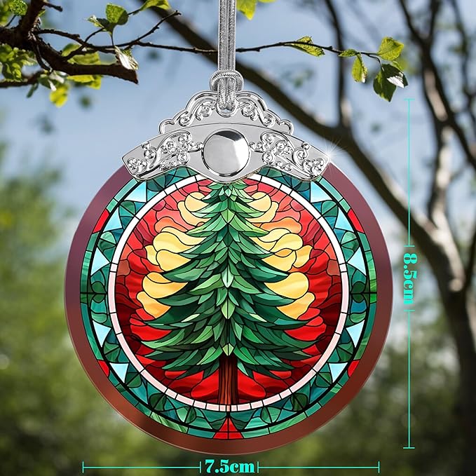 Stained Glass Christmas Ornaments, Jocidea Ornaments for Christmas Tree, Christmas Tree Decor, Holiday Decor and Xmas Gifts Ideas