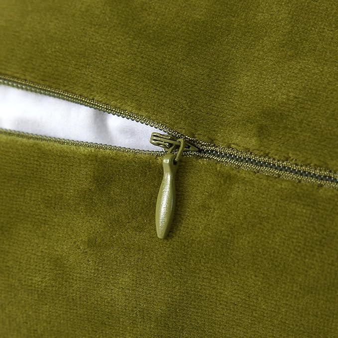 JUSPURBET Pack of 2 Olive Green Decorative Fringe Velvet Throw Pillow Covers 16x16 for Home Decor Living Room Bedroom Car Boho Soft Cushion Cover with Hidden Zipper Machine Washable