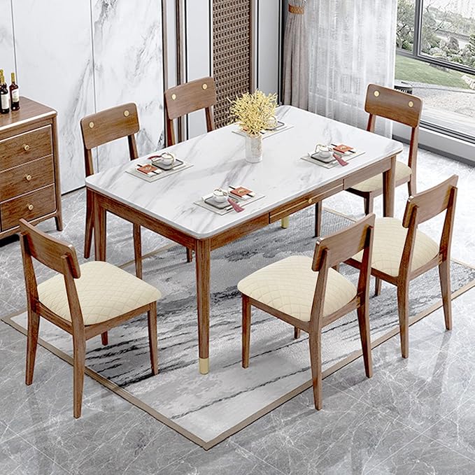 Genina Waterproof Seat Covers for Dining Room Chairs, Stretch Chair Covers Removable Washable Dinning Room Kitchen Chair Seat Cushion Slipcovers (Argyle-Beige, 6 PCS)