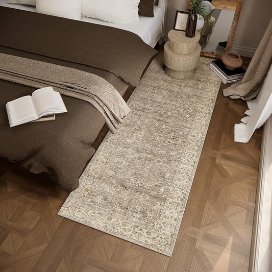 Washable Kitchen Rug Runners for Hallways: 2'x6' Bedroom Runner Rug Non Slip Low-Pile Stain Resistant Soft Indoor Floor Carpet Runner for Indoor Entryway Hallways Kitchen Laundry Room Farmhouse