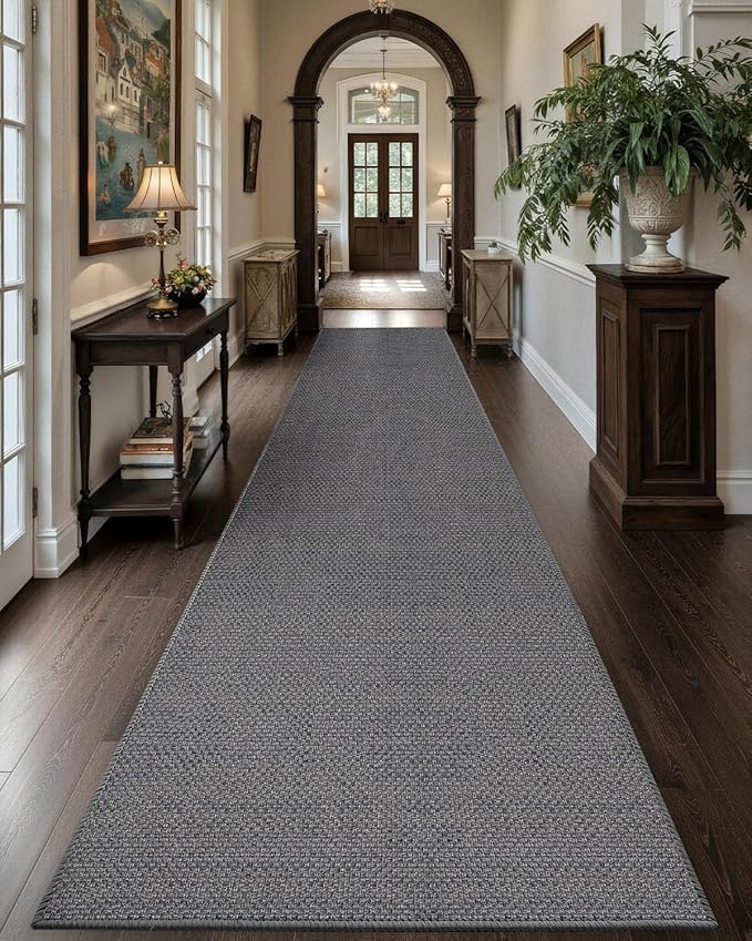 Color&Geometry Door Mat 3'x8' Runner Rug with Rubber Backing, Non Slip Washable Hallway Rug, Carpet Runners for Hallway Living Room Bedroom, Light Grey (Rolled-up NO Creases)