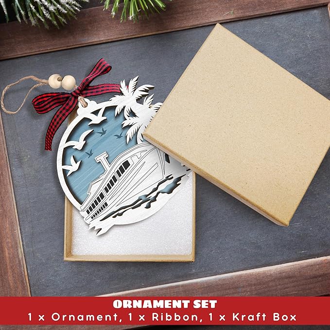 Cruise Ship Ornament - Travel Christmas Ornaments, Travel Cruise Ship Ornaments for Tree - Wood Christmas Ornament 2025