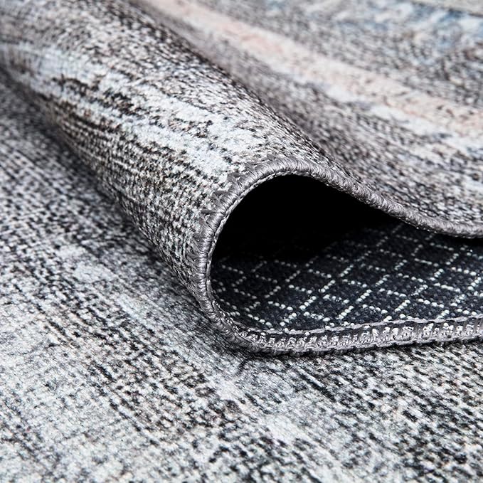 Bloom Rugs Washable Non-Slip 10x14 Rug - Gray/Blue/Blush Modern Abstract Area Rug for Living Room, Bedroom, Dining Room, and Kitchen - Exact Size: 10' x 14'