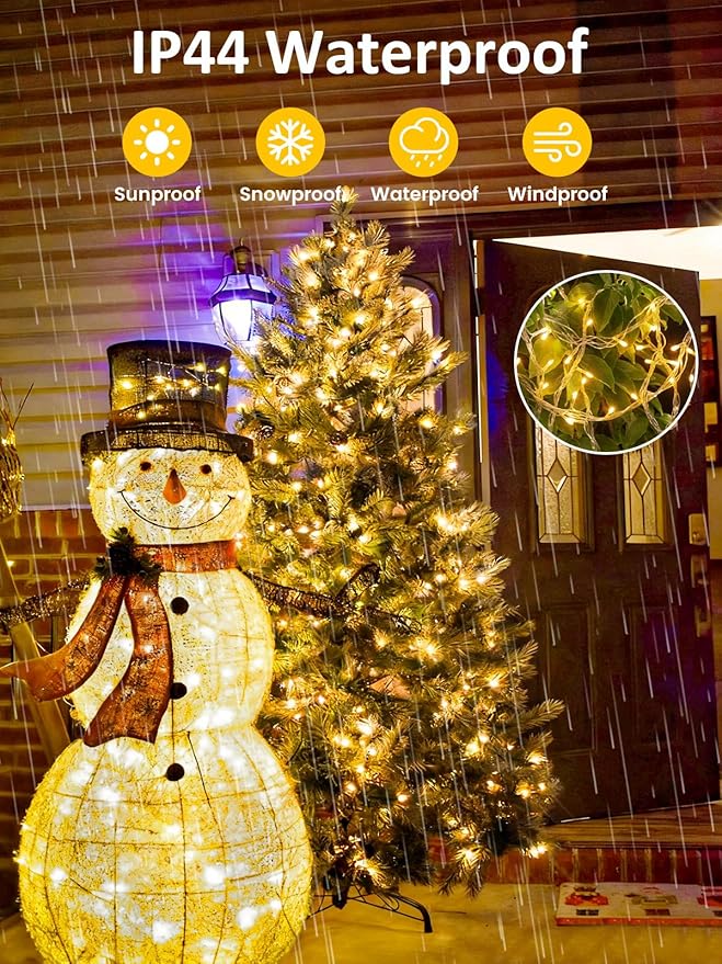 Smart Christmas Lights With Voice Control Indoor Outdoor, Clear Wire 66Ft 200 LED String Lights, Dimmable 12Modes Twinkle Fairy String Light Waterproof for Xmas Tree Wedding Party Bedroom (Warm White)