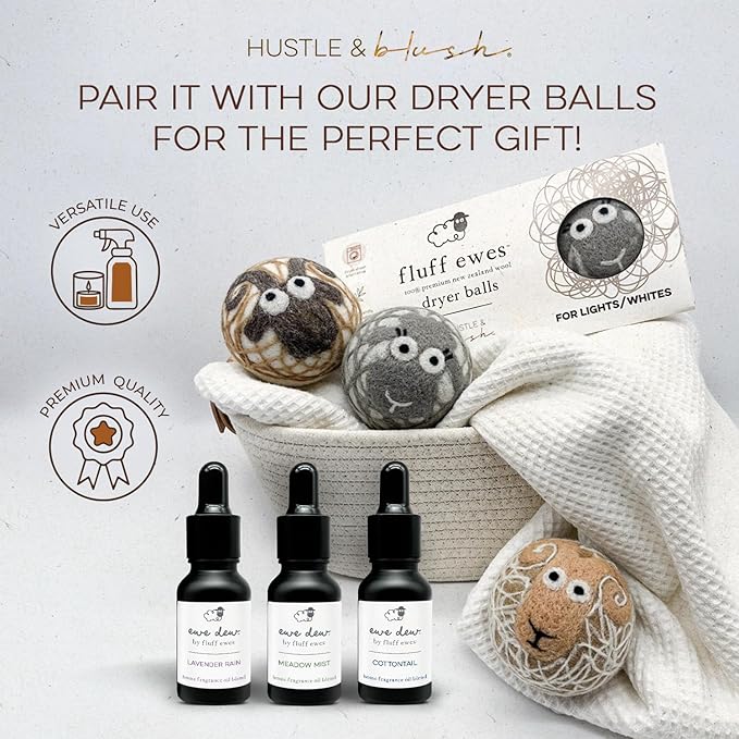 Hustle & Blush Essential Oils Blend for Dryer Balls, 15ml Meadow Mist, Natural Laundry Fragrance, Long-Lasting Fresh Scent, Ideal for Diffusers, Candle Making Holiday Gifts, Multi-Use for Home & DIY