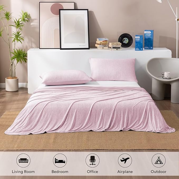 HOMFINE Cooling Blankets for Hot Sleepers (Pink, 90 x 90 inches)