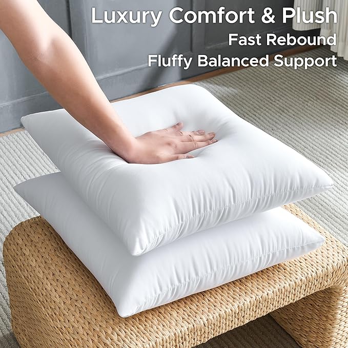 22 x 22 Throw Pillow Inserts Pack of 4 Large White Decorative Square Pillows for Living Room Couch Bed Sofa Cushion Sham Stuffer Indoor
