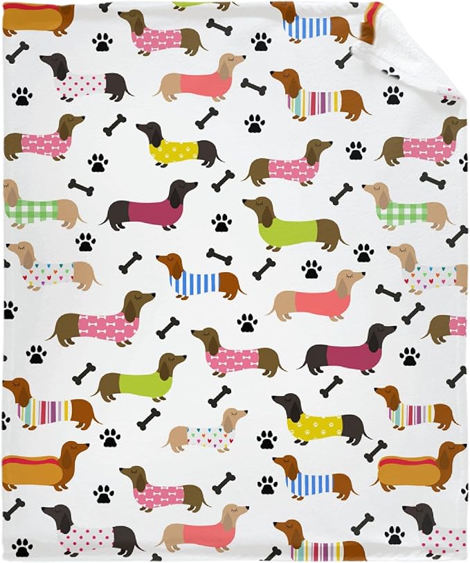 Dachshund Blanket is Super Soft and Warm, I Love Dachshunds Soft Flannel Throw Cozy Wiener Dog Blankets The Lightweight Flannel Blanket is for All-Season Use 50"x40"for Kids