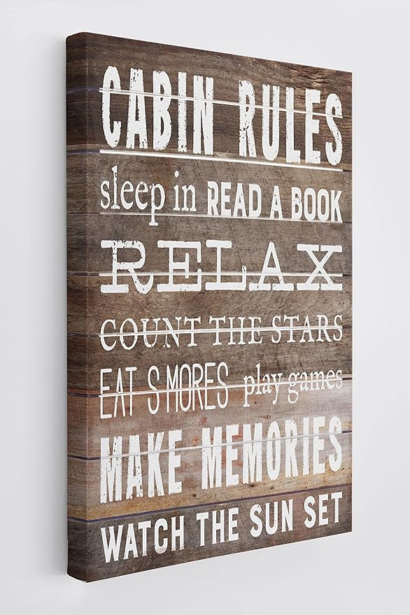 BXFAHZJ Cabin Rules Sleep In Read a Book Relax Wall Art Canvas Farmhouse Cabin Theme 11x14 Inch Prints Decor For Cabin Home Bedroom Gifts For Cabin Lover, Cabin Housewarming, Cabin Porch Sign Decor