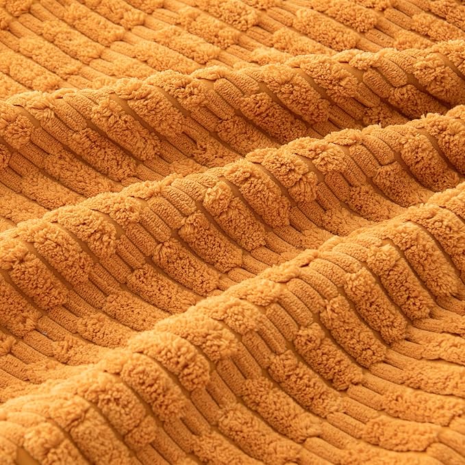 MIULEE Pack of 4 Fall Burnt Orange Corduroy Decorative Throw Pillow Covers 18x18 Inch Soft Boho Striped Pillow Covers Modern Farmhouse Home Decor for Sofa Living Room Couch Bed