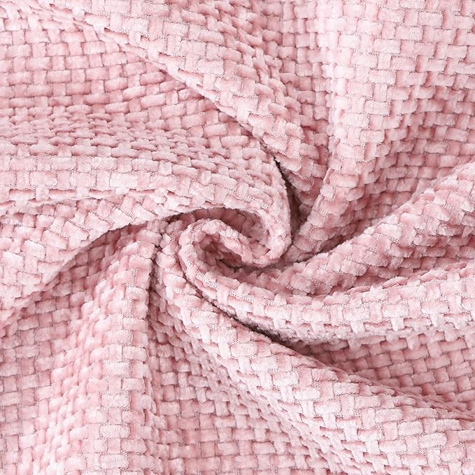 MADIZZ Chenille Velvet Throw Pillow Covers with Flange Set of 2 Super Soft Boho Textured Pillow Covers Decorative Throw Pillowcases Modern Farmhouse Home Decor for Sofa Bedroom Pink 20x20 Inch
