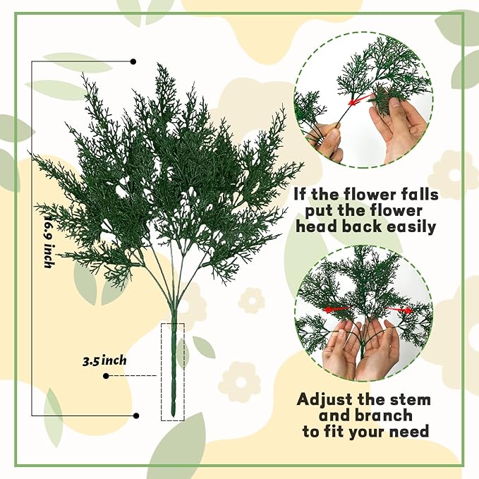 JIFTOK Artificial Flowers Fake Plants for Outdoor, 12pcs Outdoor Artificial Plants UV Resistant for Home Decor Indoor, Faux Greenery Shrubs Plastic Flowers for Office Kitchen Garden Porch(Pine Tree)