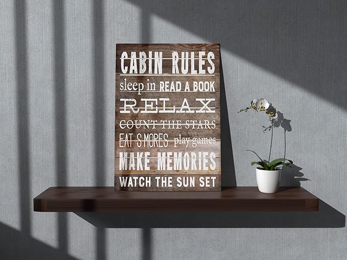 BXFAHZJ Cabin Rules Sleep In Read a Book Relax Wall Art Canvas Farmhouse Cabin Theme 11x14 Inch Prints Decor For Cabin Home Bedroom Gifts For Cabin Lover, Cabin Housewarming, Cabin Porch Sign Decor