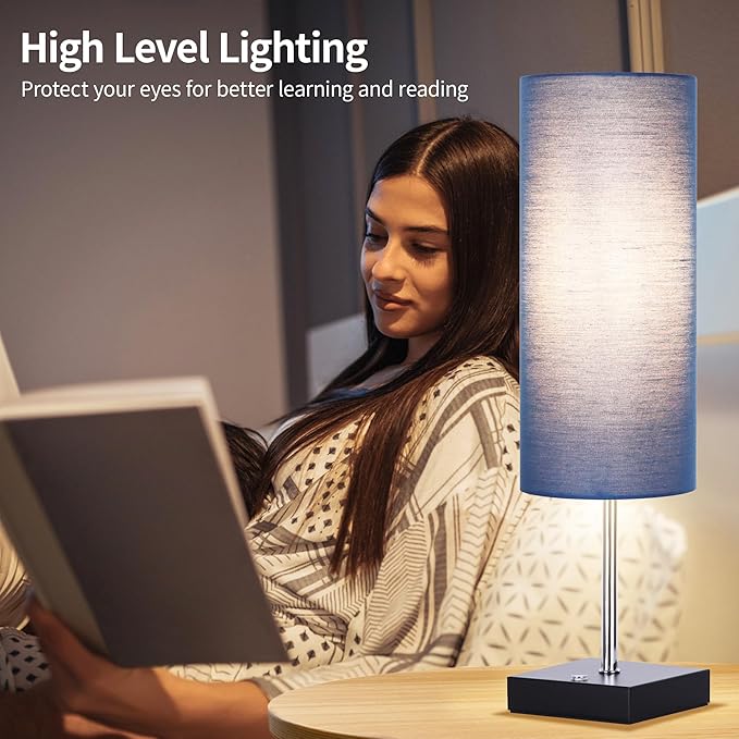 AVV Cordless Table Lamp, 5000mAh Battery Operated Lamp for Night Stand, 3 Modes Battery Powered Wireless Table Lamp, Touch Control Rechargeable Lamp for Bedroom, Living Room, 18 Inch Blue