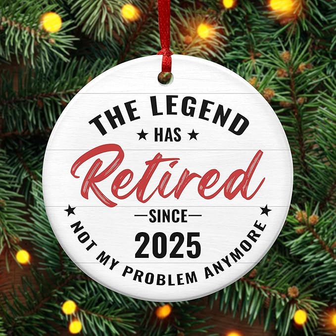 Christmas Retirement Gifts for Women Men - Ceramic Christmas Ornaments 2025 - Funny Retired Goodbye Farewell Coworker Leaving Gifts for Wome Coworkers Friends, Retirement Gift for Woman
