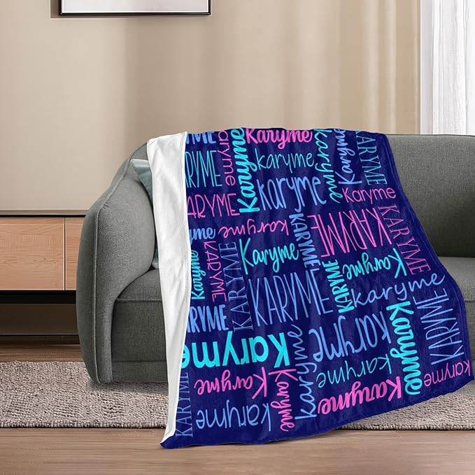 Personalized Name Blanket for Kids and Adult Customized Blanket for Boys Girls Baby Personalized Blanket and Throws Super Soft
