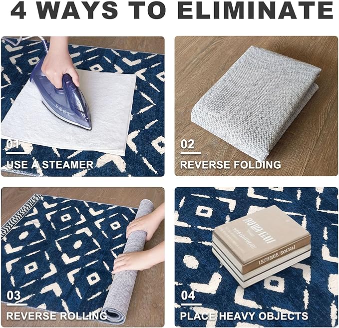 KILOCOCO Hallway Runner Rug 2'x8' Runners for Hallways Soft Washable Runner Rugs Non Slip Printed Low-Pile Runners for Bedroom Kitchen Living Room Laundry Room Boho Rugs, Blue
