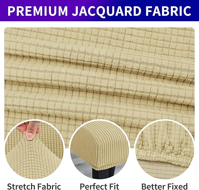 Howhic Stretch Chair Covers for Dining Room Set of 4, Removable Washable Dining Room Chair Covers, Dining Chair Slipcovers Seat Protector, Great Decoration for Home and Banquet (Champagne, 4 Pack)