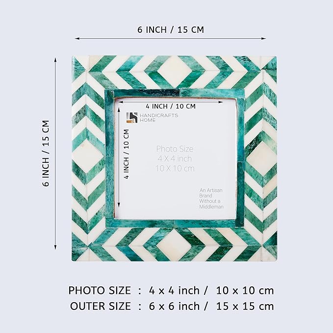 Handicrafts Home 4x4 Photo Picture Frames, Art Wall Hanging Décor - Taj-Green