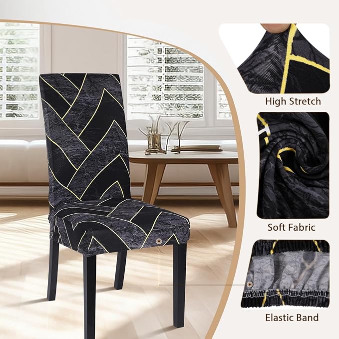 SearchI Dining Room Chair Covers Set of 4, Stretch Printed Parsons Chair Slipcovers Super Fit Removable Washable Striped Kitchen Chair Protector Cover for Dining Room, Hotel, Ceremony(Flower Pattern2)