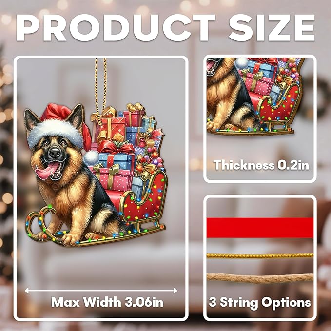 34HD German Shepherd Christmas Ornament 2025 – Wooden Hanging Xmas Tree Ornament Decoration, Cute Christmas Keepsake Gifts and Home Decor for Dog Lovers and Pet Owners