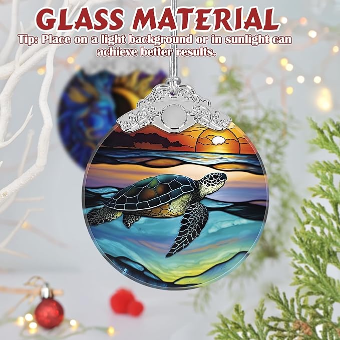 Sea Turtle Ornament, Christmas Ornaments, Christmas Decorations for Tree, Stained Glass Ornament, Heirloom Keepsake, Gift Exchange, Gift Ideas, Bauble Present