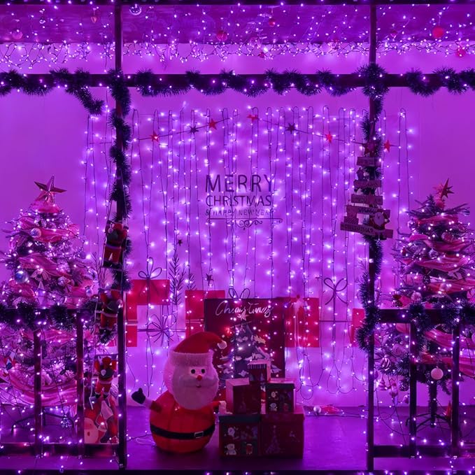 YEGUO 165ft 500 LED Christmas Lights Outdoor Waterproof, Purple String Lights Plug in, Twinkle Christmas Tree Lights Indoor with Timer Memory 8 Modes