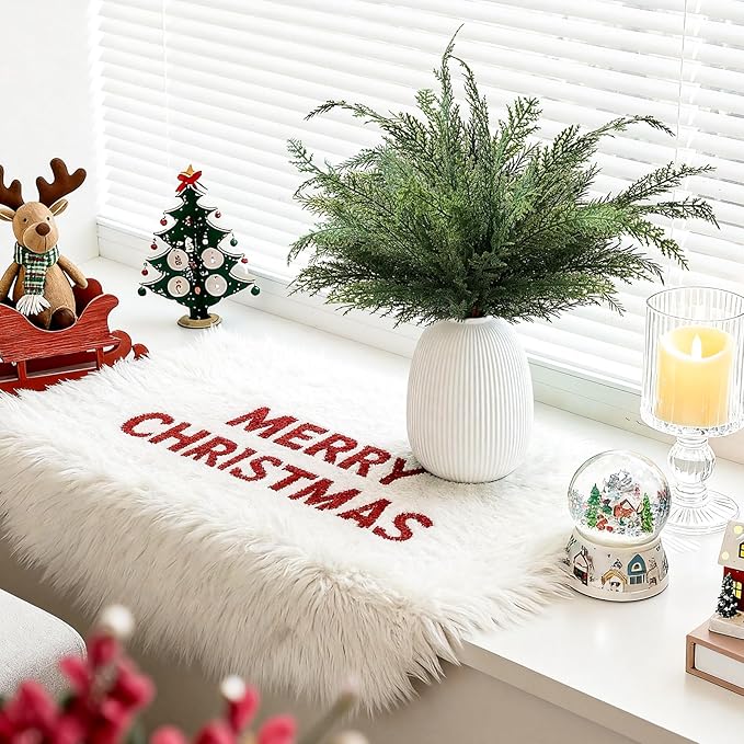 Christmas Cypress Stems for Vases Cedar - Real Touch Realistic Artificial Faux Greenery Pine Branches Fillers and Holiday Home Decor 18 inch Long 10 Pcs