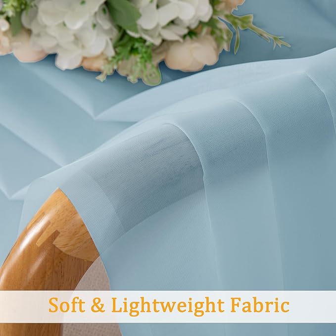 Gwine Sky Blue Sheer Curtains 84 Inches Long 2 Panels Set for Living Room, Rod Pocket Voile Lightweight Bedroom Curtains, Light Filtering Solid Window Sheer Panels, Each 42" Wx84 L