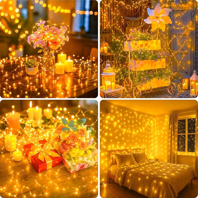 6-Pack 33FT 100 LED Fairy Lights Battery Operated with Timer, Twinkle Lights Indoor Outdoor 8 Modes for Bedroom Centerpiece Patio Jar Party Christmas Decoration Warm White