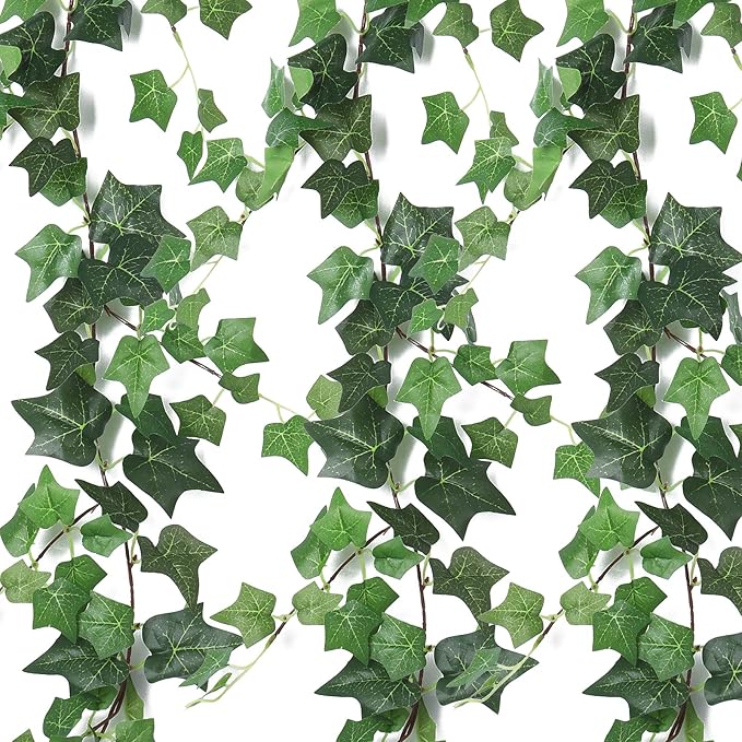 RECUTMS 6 Strands Artificial Vines Ivy Garland 6.3Ft Fake Ivy Garland with Silk Green Leaves Faux Hanging Plants Greenery Vines for Spring Home Wall Wedding Room Indoor Outdoor Valentines Decor(lvy)