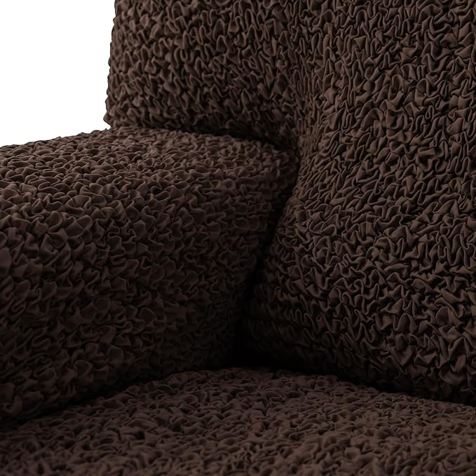 PAULATO BY GA.I.CO. Ottoman Cover Stool Cover Pouf Slipcover - Soft Polyester Fabric Slipcover - 1-Piece Form Fit Stretch Furniture Protector - Microfibra Collection - Dark Brown (Ottoman)