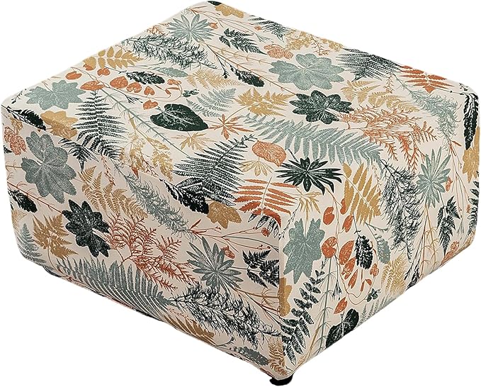 HAOYONG Ottoman Cover Rectangle Printed, Stretch Footstool Slipcover Soft Fabric Protector for Rectangular Ottoman in Living Room or Bedroom Washable X-Large