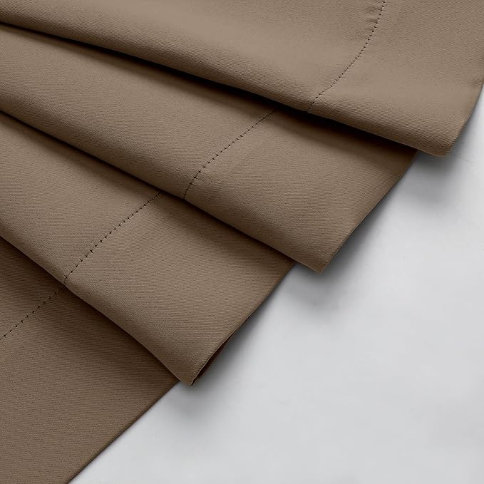 Brown Cafe Blackout Curtains 36 Inch Length 2 Panels Set, Soft Solid Thermal Insulated Room Darkening Small Window Curtains for Kitchen Bathroom Basement, Brown, Each, 40" Wx36 L