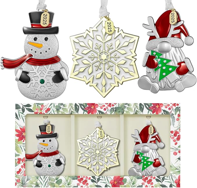 Laraine Christmas Tree Ornaments – 2025 Hanging Decorative Pendant of Tree Car Charm Holiday Keepsake Gift Home Decor (3-Piece Set (2025))