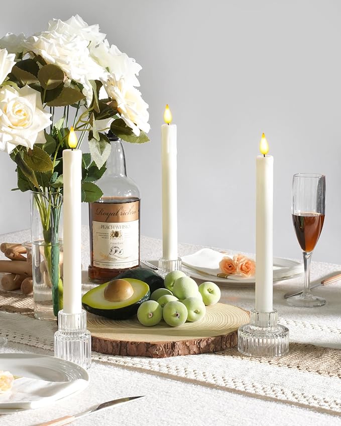 Homemory Clear Glass Candle Holders, 6 Pcs Tea Light Holders, Taper Glass Candlestick Holder, Votive Candle Holders for Table Wedding Centerpieces, Shabbat, Halloween, Home Decor, Christmas