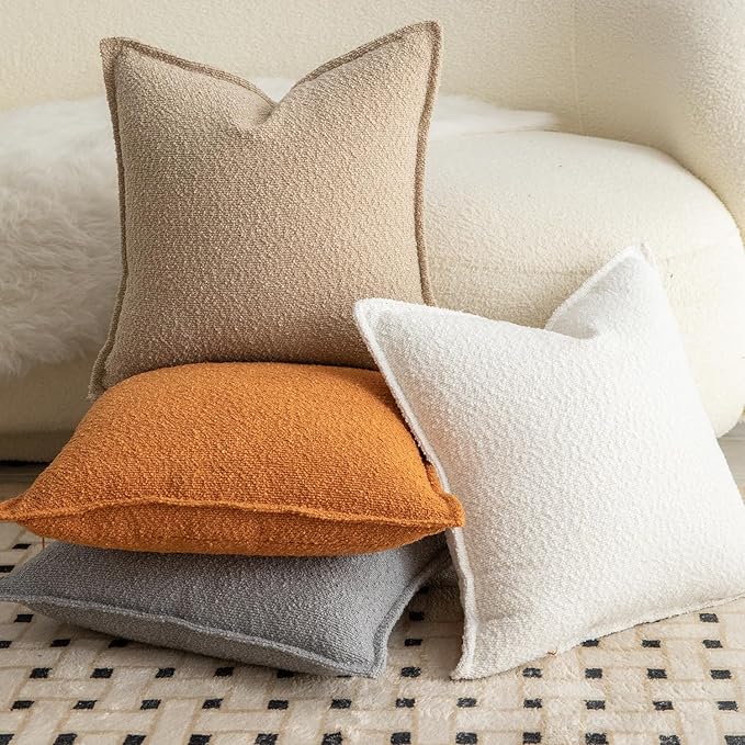 MANDIOO Pack of 2 Decorative Throw Pillow Covers Accent Solid Woven Textured Cushion Covers Pillow Cases Bedroom Living Room Sofa Home 12 x 20 Inch Light Gray