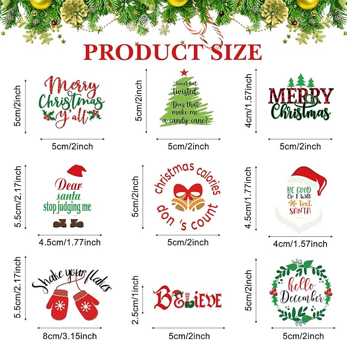 Fainne 100 Pcs Christmas Word Stickers for Crafts Christmas Vinyl Inspirational Stickers Waterproof Xmas Decals for Ornament Ball Wooden Cup Glass Water Bottle Decoration, 50 Style(Santa)
