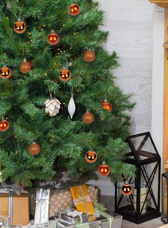 1.57" Orange Christmas Balls Ornaments 40 Pcs Shatterproof Christmas Ornaments Set Halloween Balls Ornament Orange Ornament for Xmas Tree Holiday Party