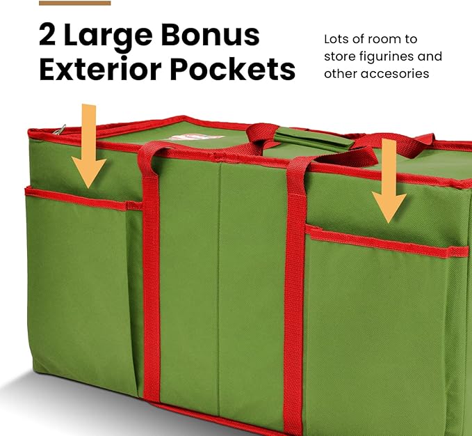 Holiday Cheer Premium Christmas Ornament Storage – Christmas Storage Container Perfect for Holiday Decorations and Ornament Storage Box – Fits 128 Holiday Ornaments – Tear-Proof Fabric