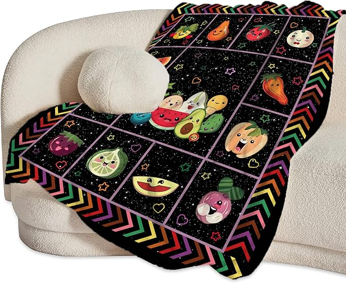 Fruits Blanket Cute Fruit Throw Blankets Funny Galaxy Plush Cozy Flannel Fleece Ultra Soft Fuzzy Party Blanket Gifts for Girls Women Men Boys Kids Bed 50"X40"