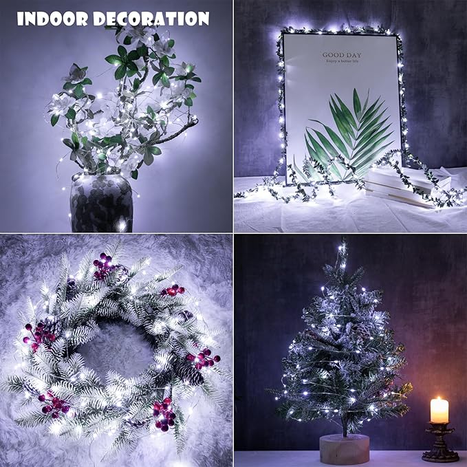 Fairy Lights Plug in,400FT 1200LEDs Waterproof Led String Lights,8 Modes Remote Twinkle Light for Outdoor Indoor Christmas Wedding Birthday Garden Party Decorations,Silver Wire,Cool White
